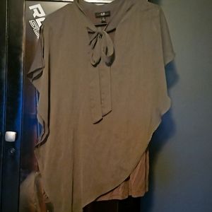 Olive green top with tie at neck